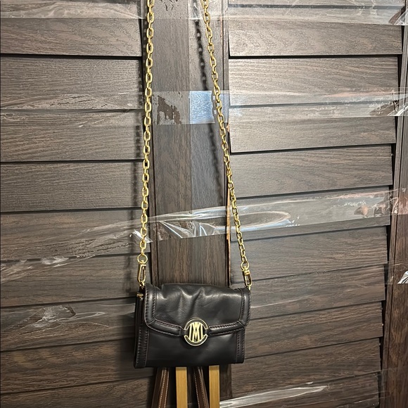 ANTONIO MELANI Black Crossbody Bag with Gold Chain- Very Pristine - Main Image